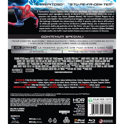 AMAZING SPIDERMAN 2 THE IL POTERE DI ELECTRO BLU-RAY